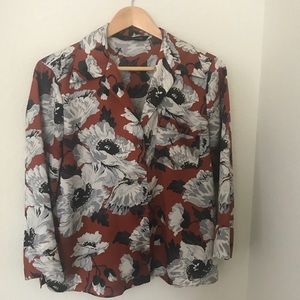 Zara Floral Blouse in rust size S